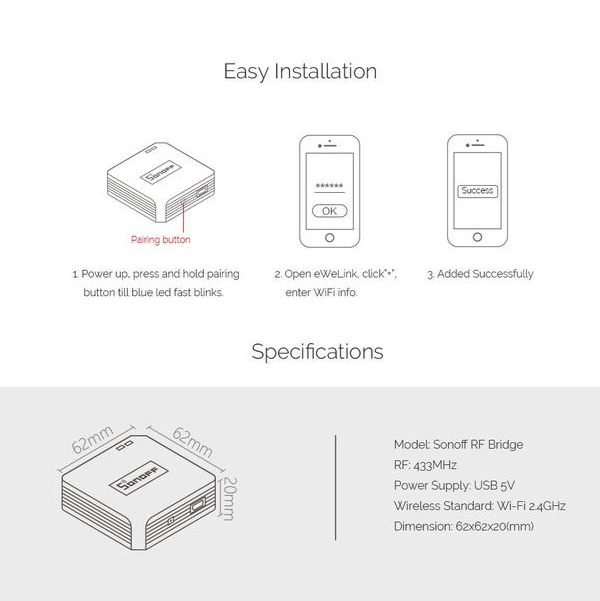 Sonoff 433Mhz RF to WiFi Bridge